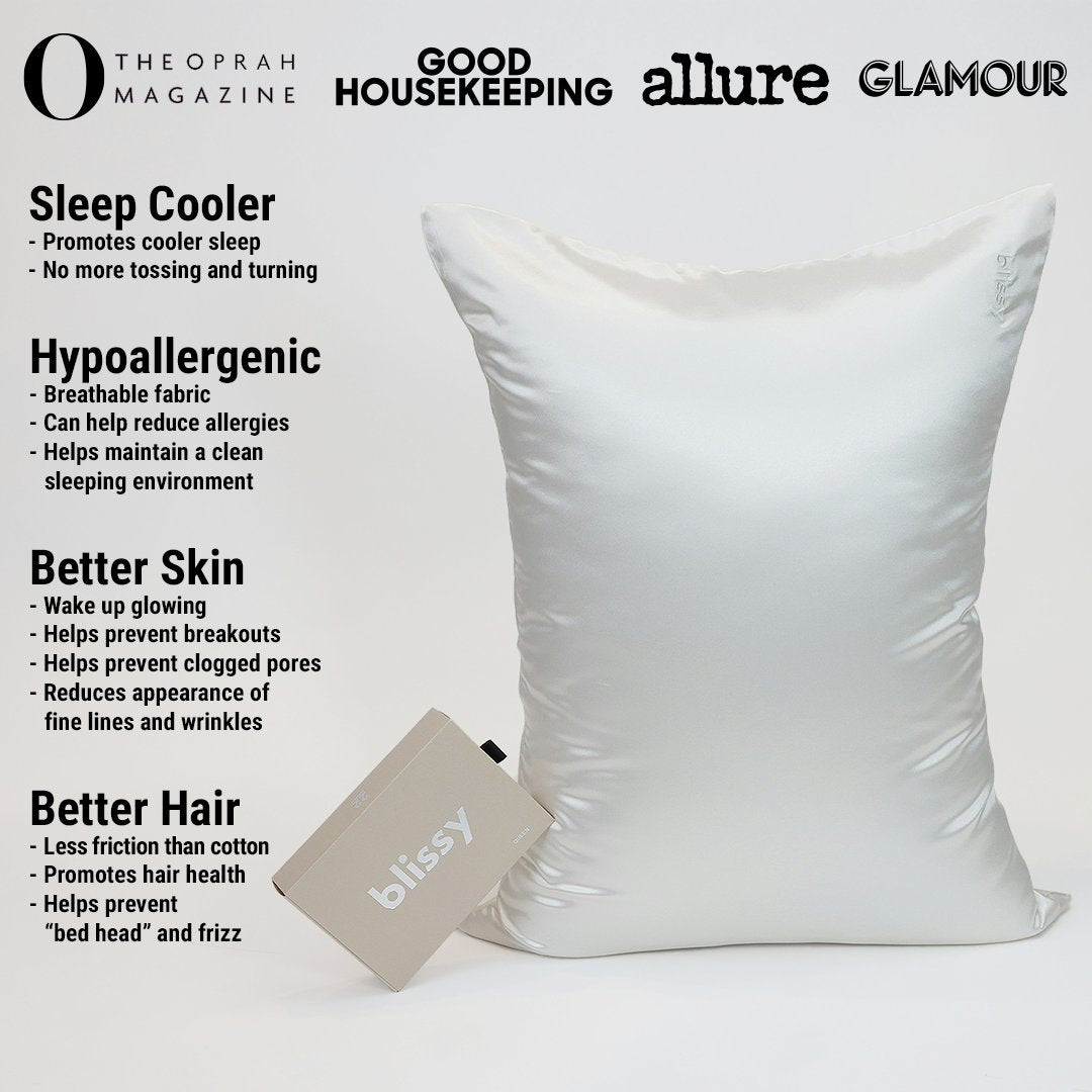 White Mulberry Silk Pillowcase – Blissy