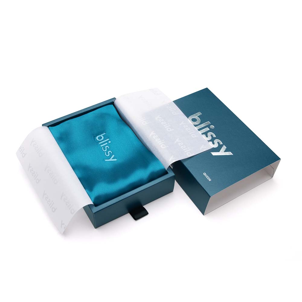 Blissy Mulberry Silk Pillowcase – Aqua Queen