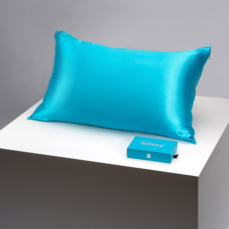 Pillowcase - Bahama Blue - Queen - Blissy Queen Bahama Blue Pillowcase – 22 Momme Mulberry Silk, 100% Silk