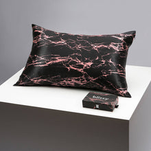 Load image into Gallery viewer, Pillowcase - Rose Black Marble - Queen