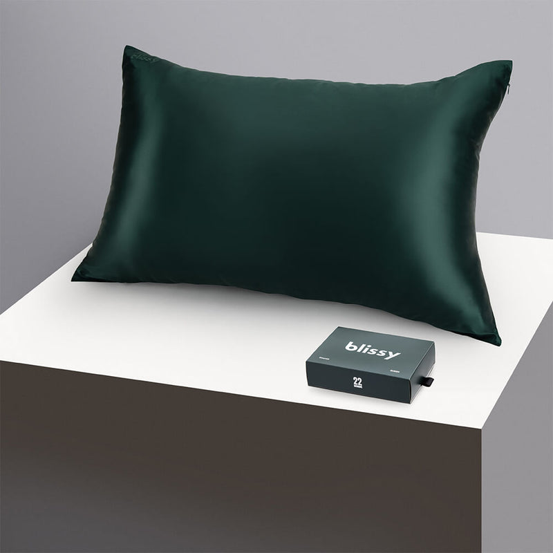 Pillowcase - Emerald - Queen - Blissy Queen Emerald Pillowcase – 22 Momme Mulberry Silk, 100% Silk