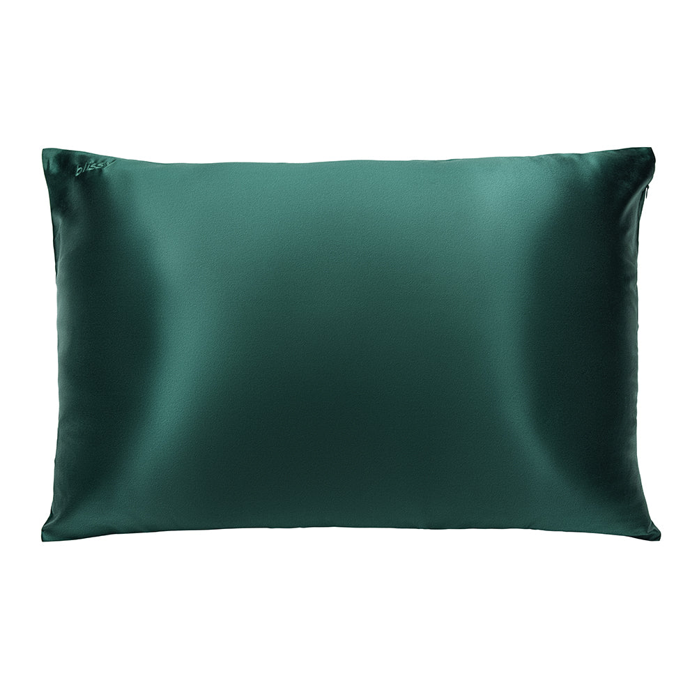 Blissy Emerald Silk Pillowcase Detail – Queen