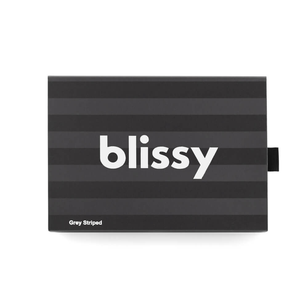 Blissy Queen Grey Striped Pillowcase Lifestyle – Mulberry Silk