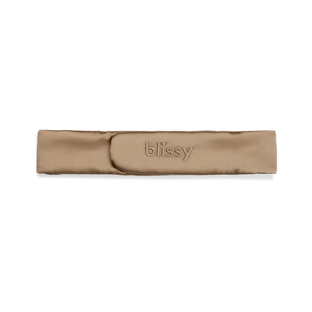 Taupe Blissy Beauty Band Close-Up – Blissy 22 Momme Silk