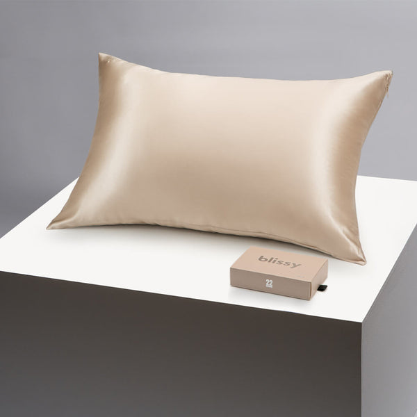 Blissy Queen Champagne Pillowcase – 22 Momme Mulberry Silk, 100% Silk