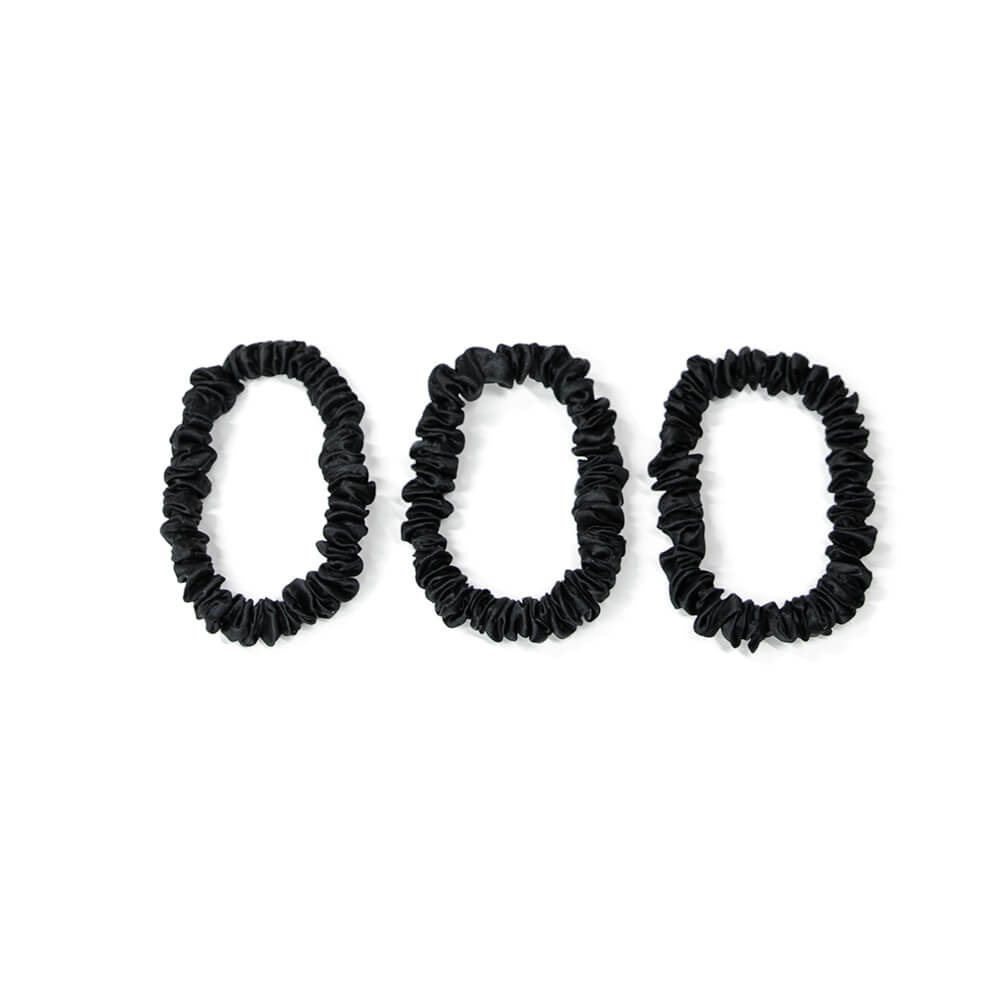 Blissy 100% Mulberry Silk Hair Ties Silk Blissy Silk Skinny Scrunchies (3-Pack) Detail –