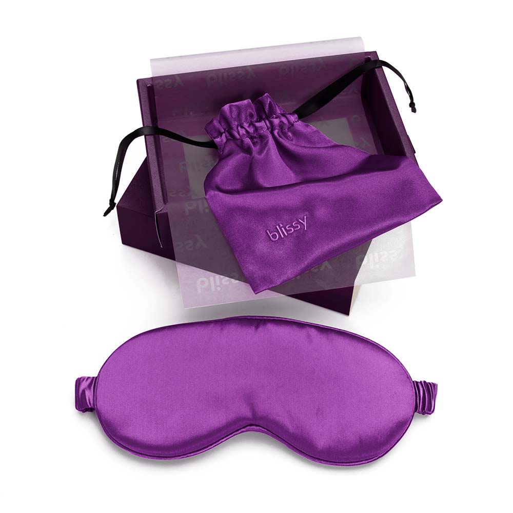 Blissy Royal Purple Silk Sleep Mask Detail –