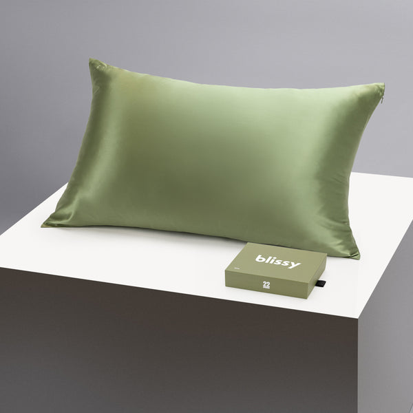 Blissy King Olive Pillowcase – 22 Momme Mulberry Silk, 100% Silk