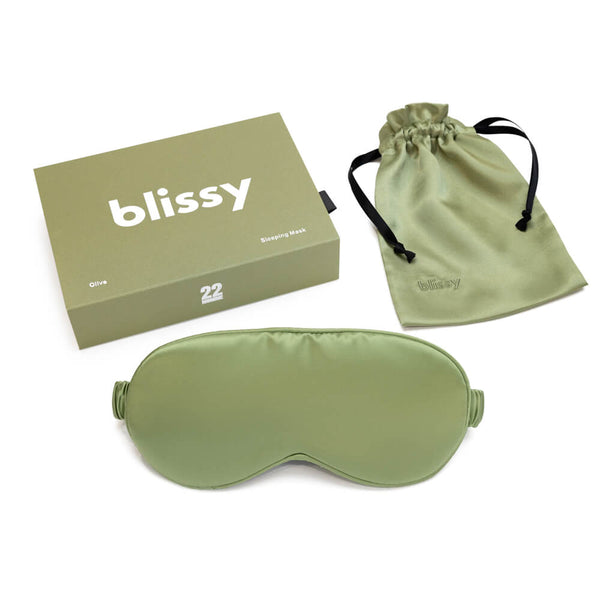 Blissy Olive Sleep Mask – 22 Momme Mulberry Silk, 100% Silk