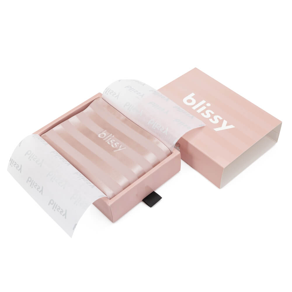Blissy Mulberry Silk Pillowcase – Pink Striped Queen