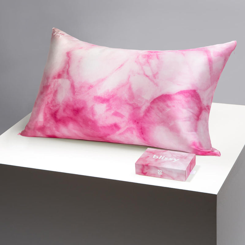 Pillowcase - Pink Tie-Dye - Queen - Blissy Queen Pink Tie-Dye Pillowcase – 22 Momme Mulberry Silk, 100% Silk
