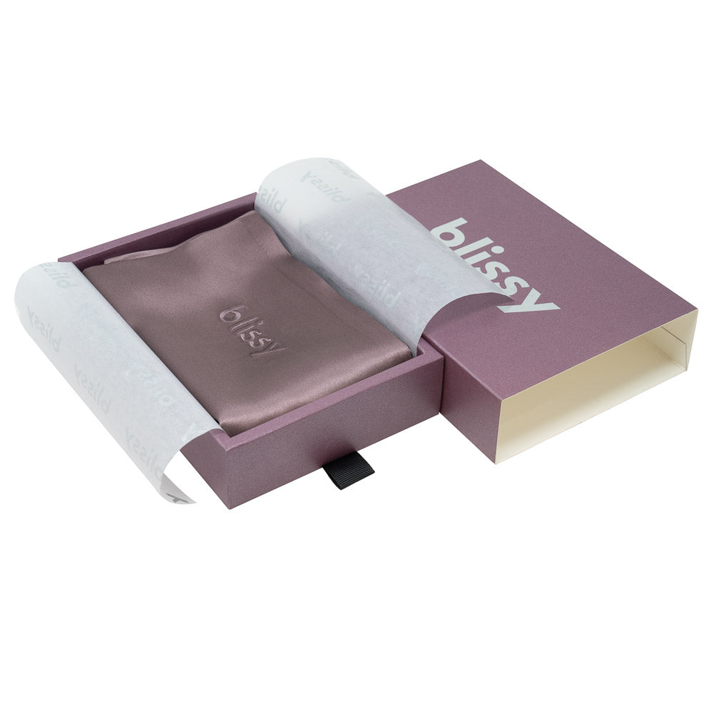 Blissy Standard Plum Pillowcase Lifestyle – Mulberry Silk