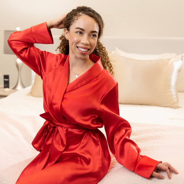 Red Mulberry Silk Classic Robe – Blissy