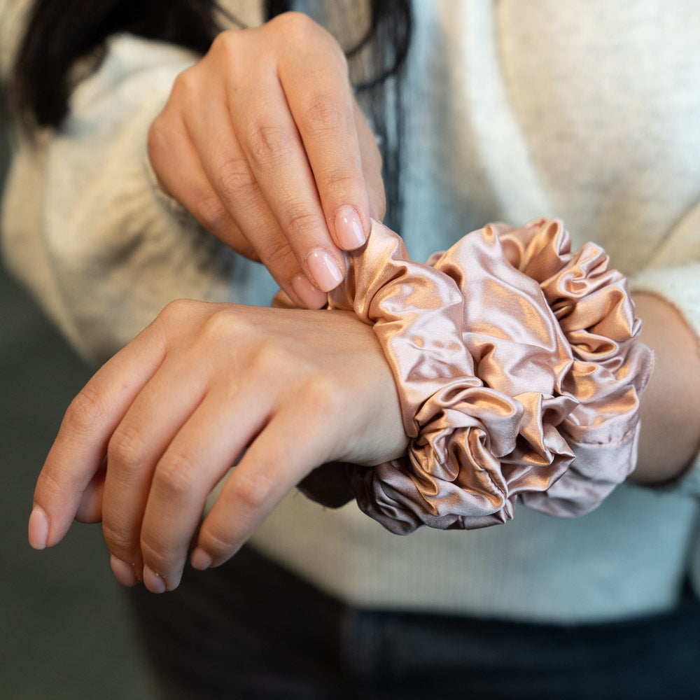 Blissy Mulberry Silk Blissy Scrunchies – Rose Gold