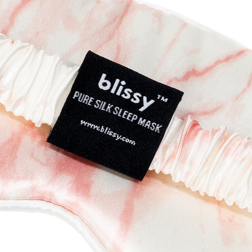 Blissy Rose White Marble Silk Sleep Mask Detail –