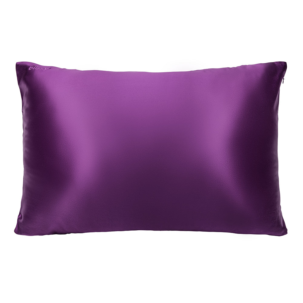 Blissy Royal Purple Silk Pillowcase Detail – King