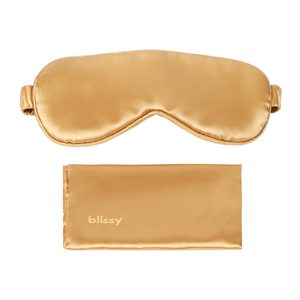 Gold Sleep Mask Close-Up – Blissy 22 Momme Silk
