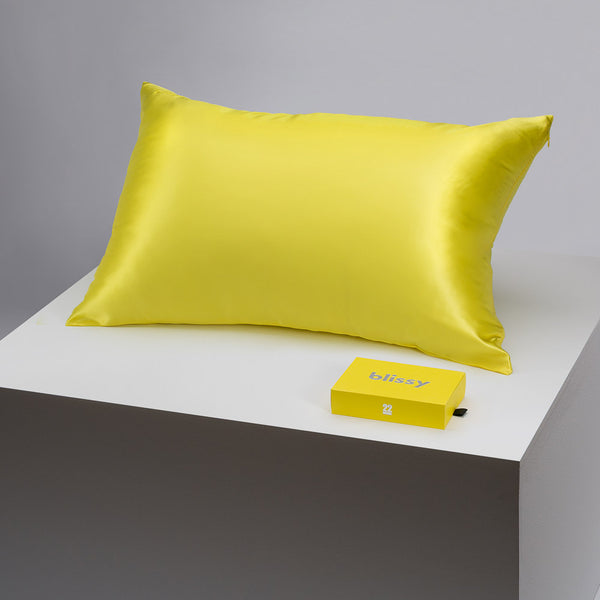 Blissy King Sunshine Yellow Pillowcase – 22 Momme Mulberry Silk, 100% Silk
